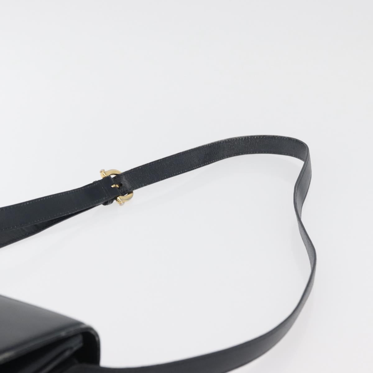 GUCCI Old Shoulder Bag Leather Black Gold 001 406 0621 Auth am11600