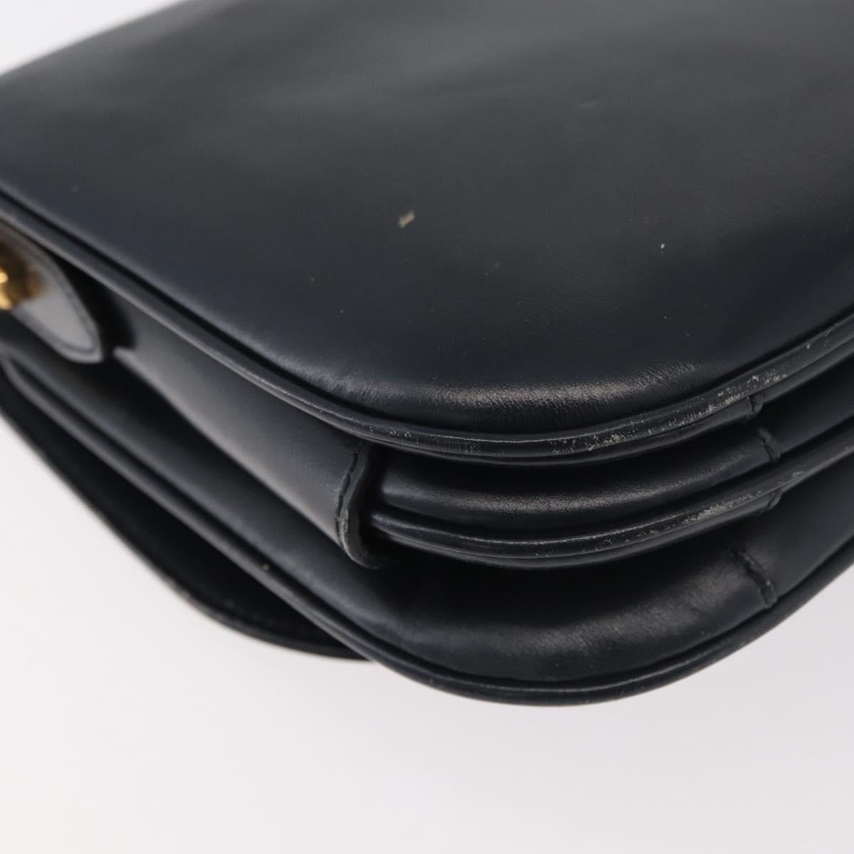 GUCCI Old Shoulder Bag Leather Black Gold 001 406 0621 Auth am11600