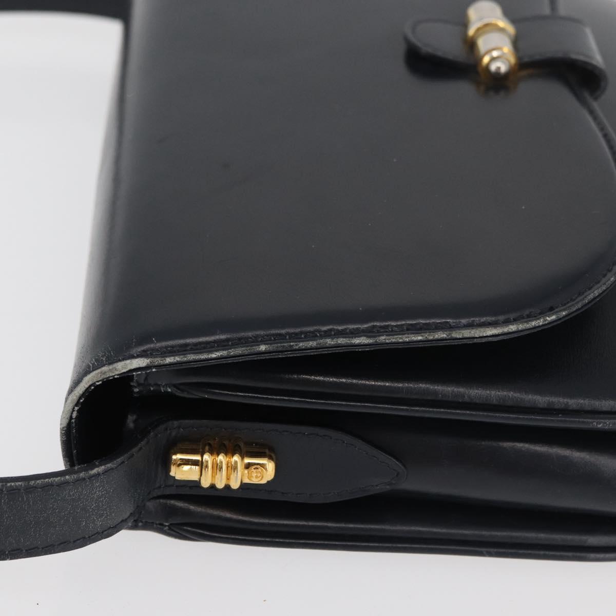 GUCCI Old Shoulder Bag Leather Black Gold 001 406 0621 Auth am11600