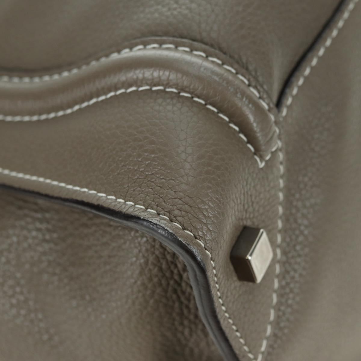 CELINE Luggage Mini Shopper Hand Bag Leather Gray Silver Auth am11602V