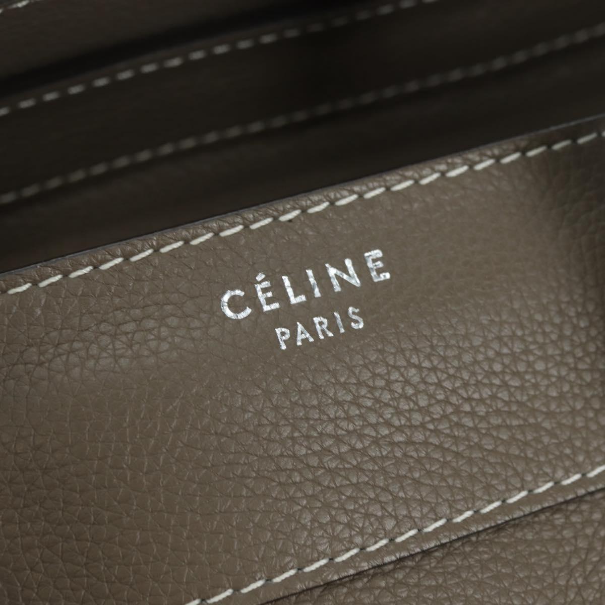 CELINE Luggage Mini Shopper Hand Bag Leather Gray Silver Auth am11602V