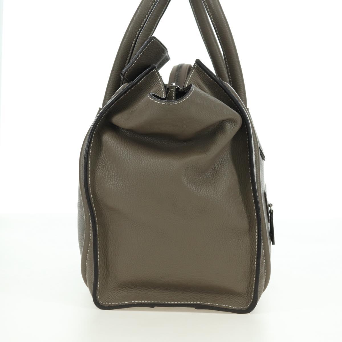 CELINE Luggage Mini Shopper Hand Bag Leather Gray Silver Auth am11602V