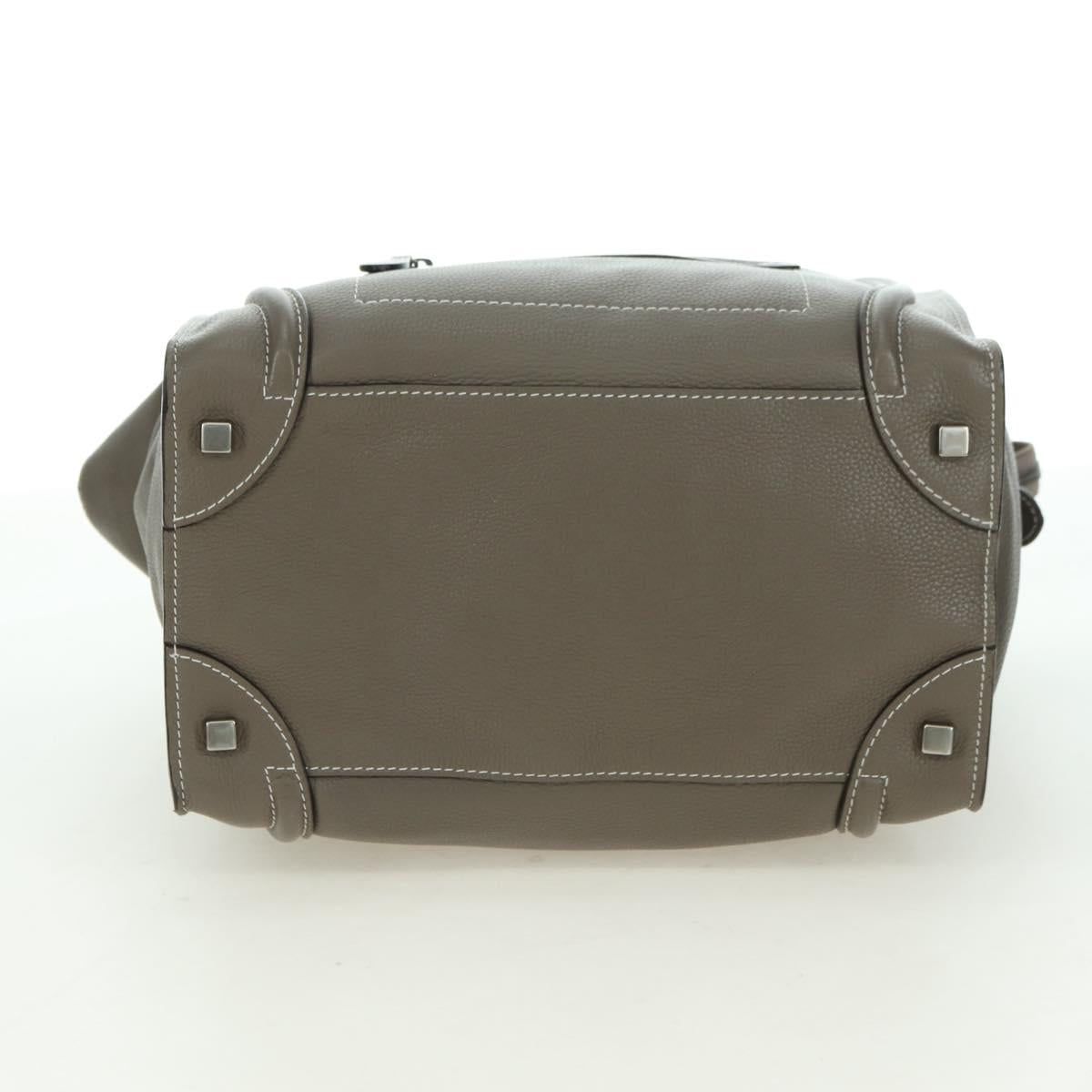 CELINE Luggage Mini Shopper Hand Bag Leather Gray Silver Auth am11602V