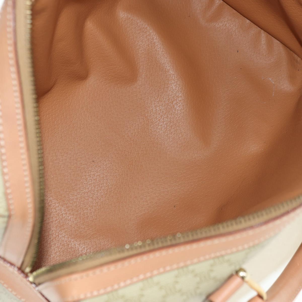 CELINE Macadam Canvas Mini Boston Bag PVC Beige Gold Auth am11604V