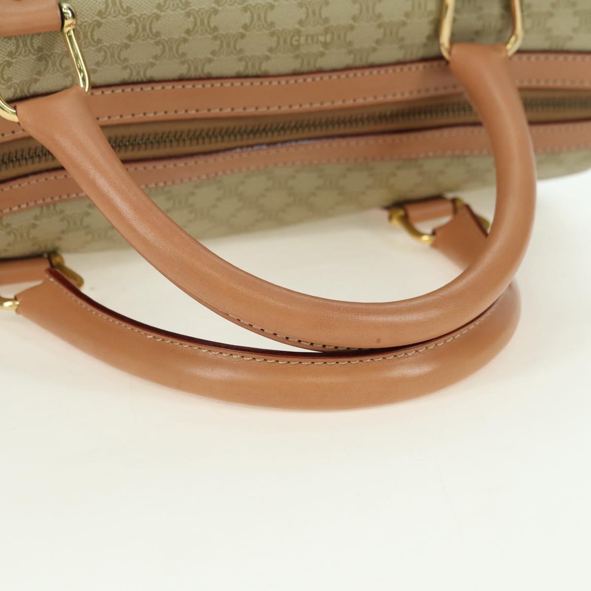 CELINE Macadam Canvas Mini Boston Bag PVC Beige Gold Auth am11604V