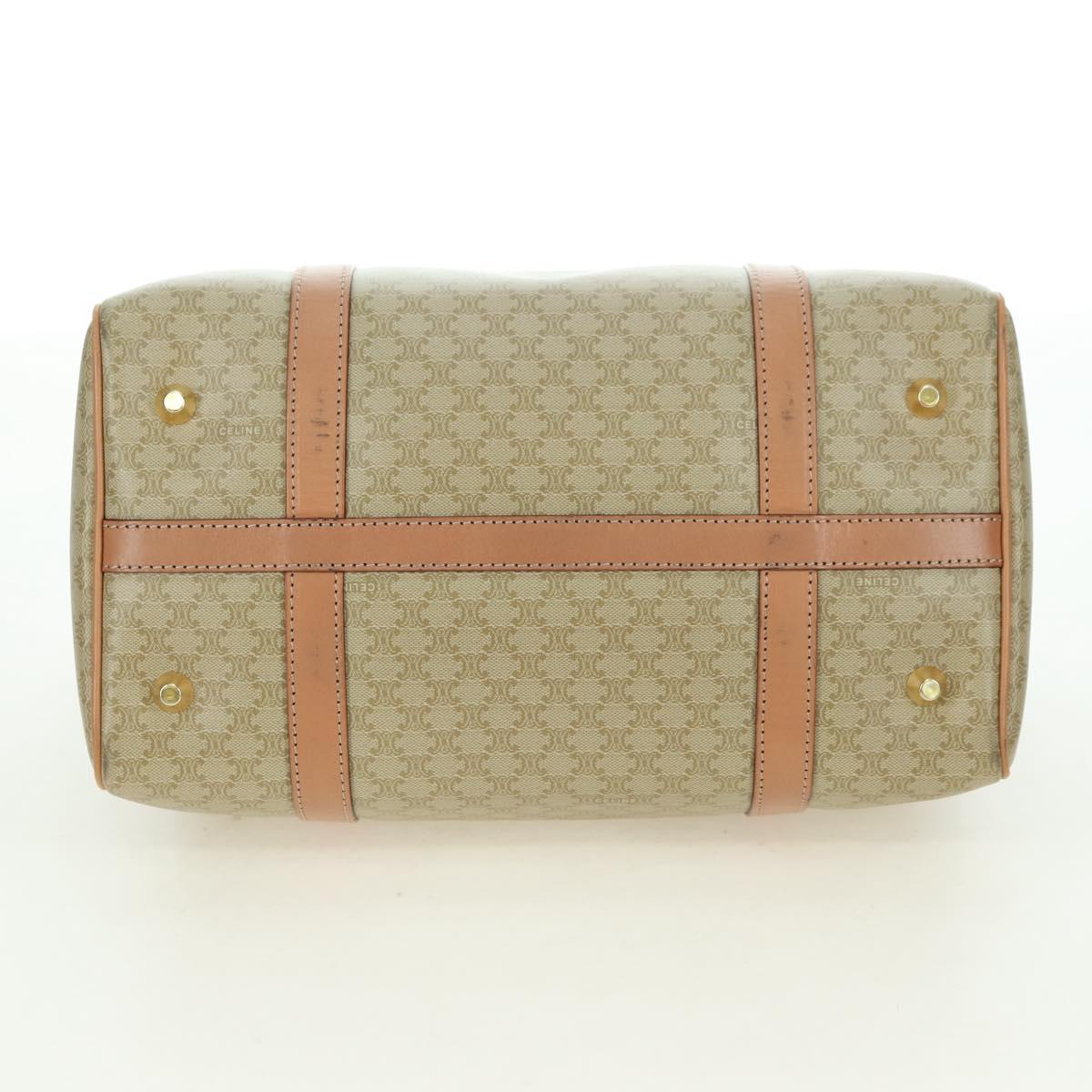 CELINE Macadam Canvas Mini Boston Bag PVC Beige Gold Auth am11604V