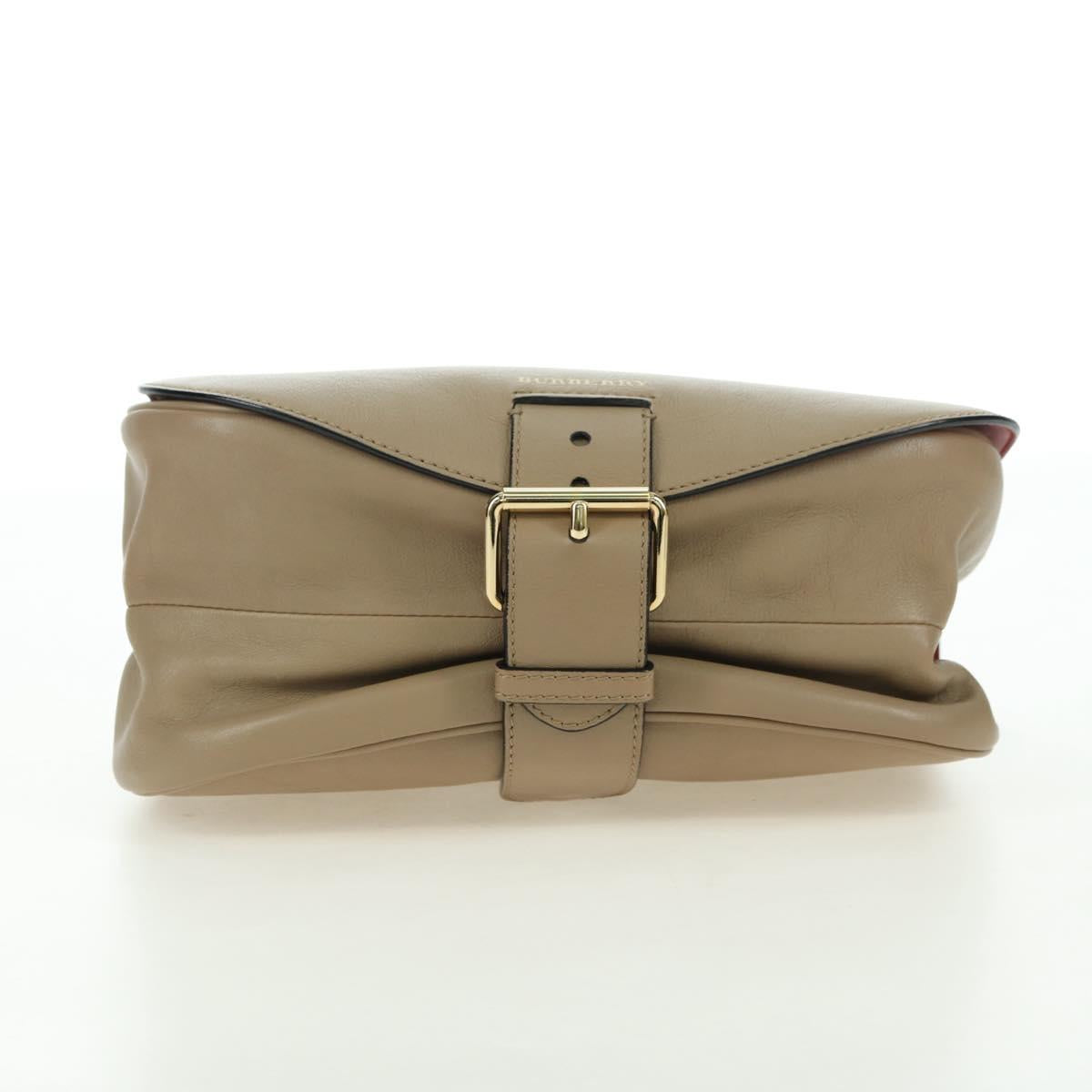 BURBERRY Shoulder Bag Leather Beige Gold Auth am11605V