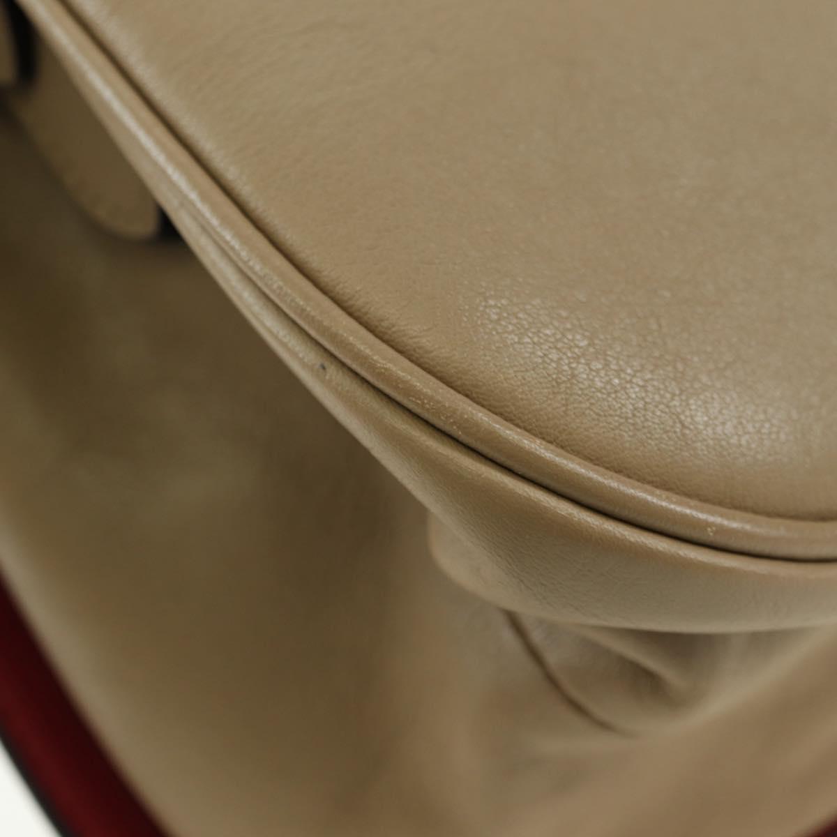 BURBERRY Shoulder Bag Leather Beige Gold Auth am11605V