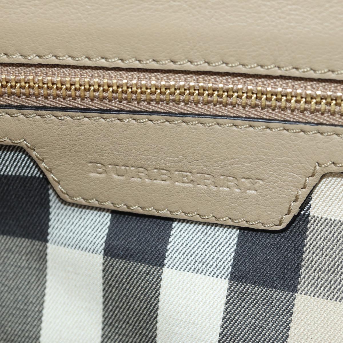 BURBERRY Shoulder Bag Leather Beige Gold Auth am11605V