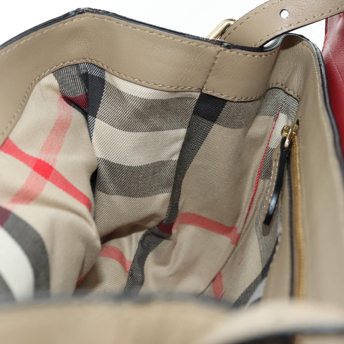 BURBERRY Shoulder Bag Leather Beige Gold Auth am11605V