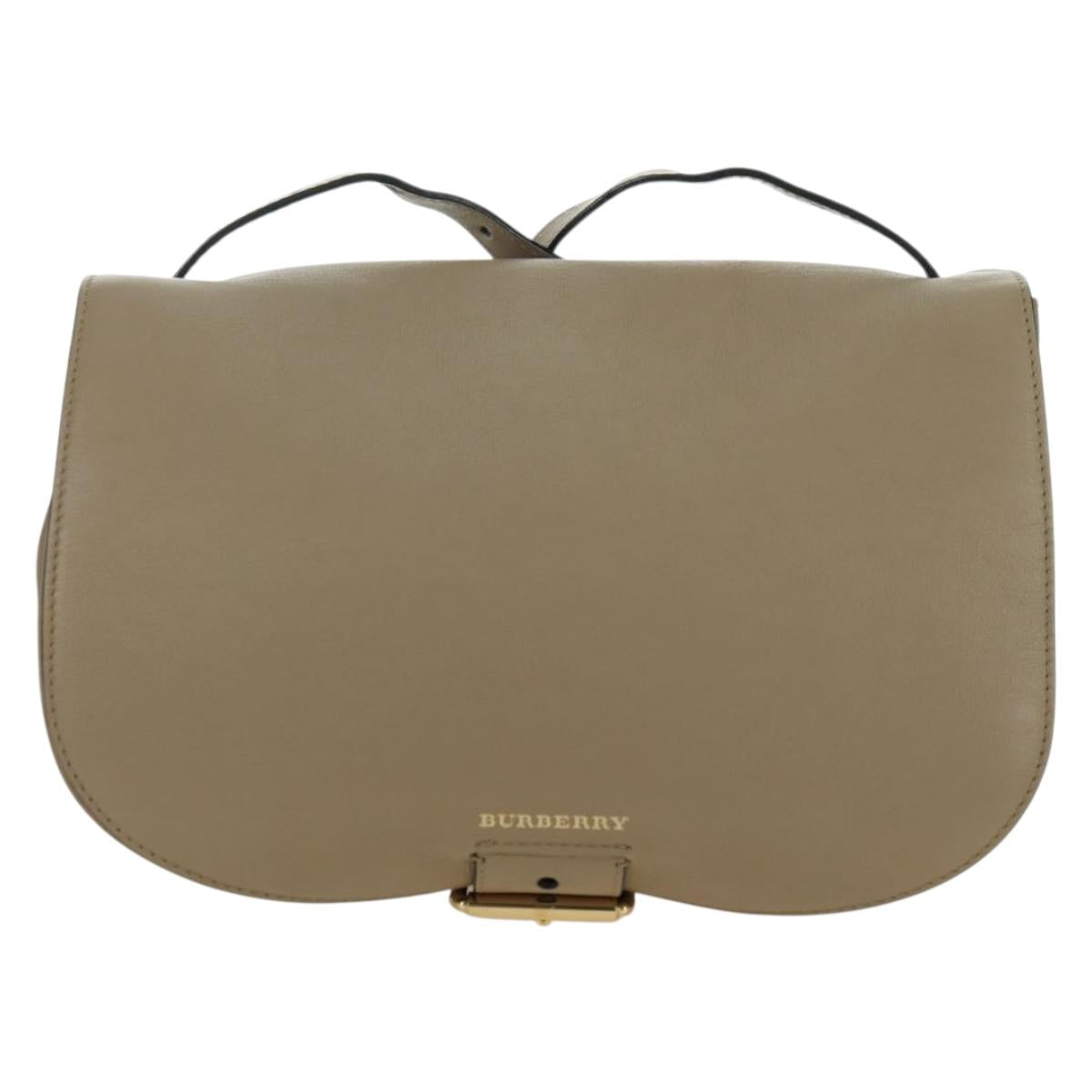 BURBERRY Shoulder Bag Leather Beige Gold Auth am11605V