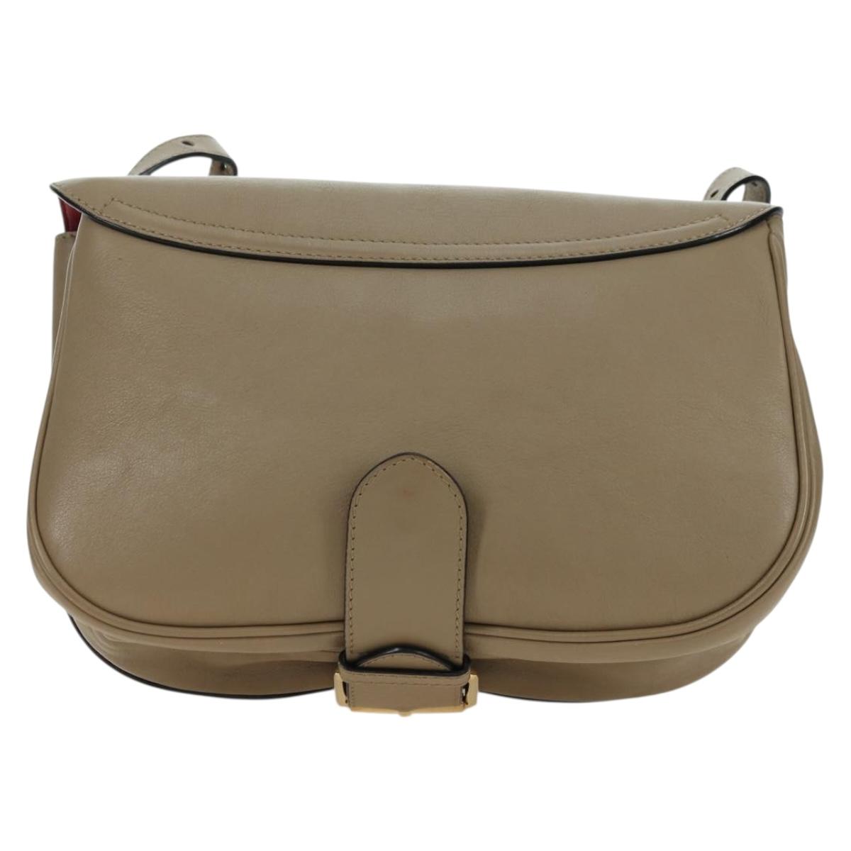 BURBERRY Shoulder Bag Leather Beige Gold Auth am11605V