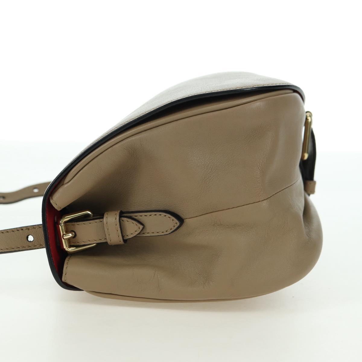 BURBERRY Shoulder Bag Leather Beige Gold Auth am11605V