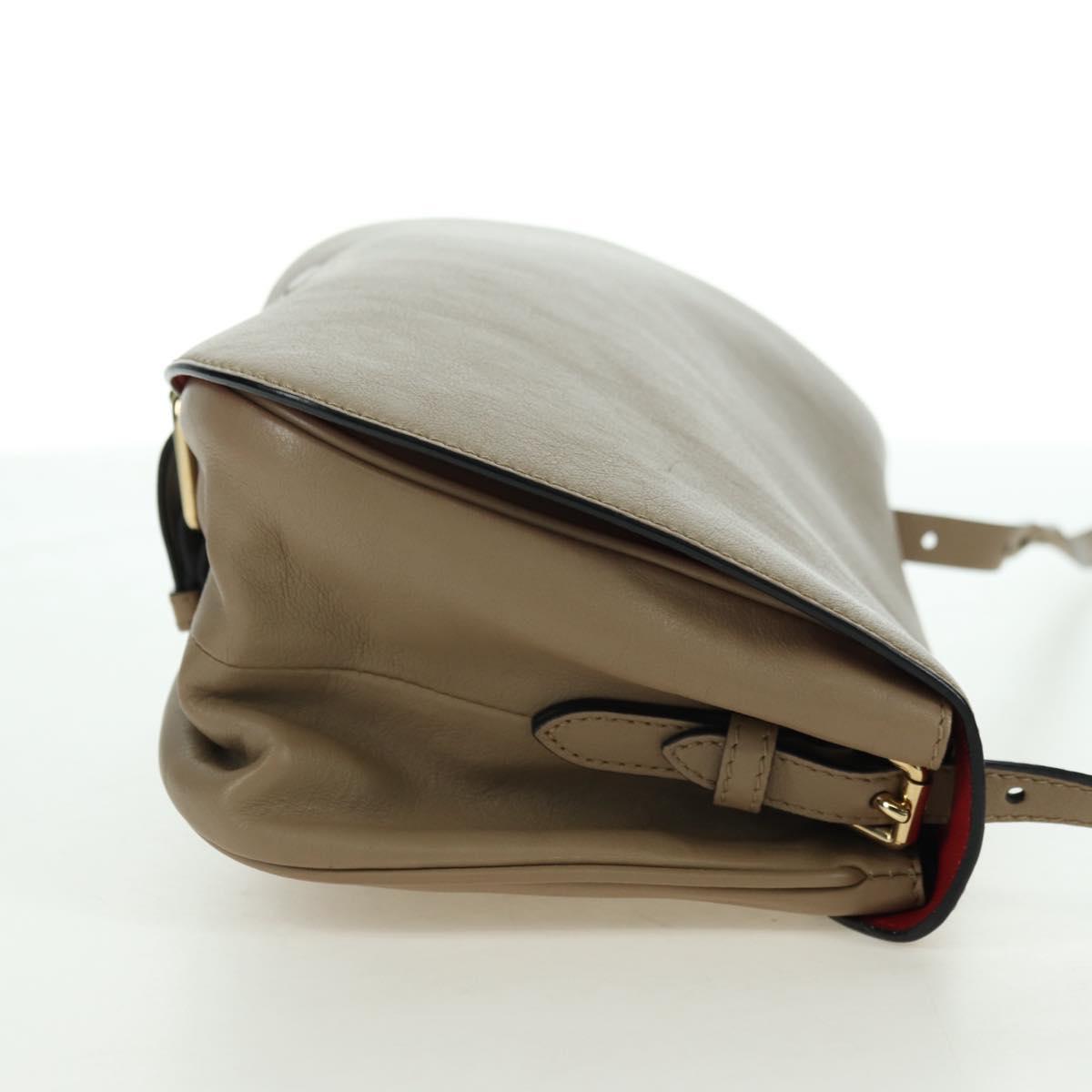 BURBERRY Shoulder Bag Leather Beige Gold Auth am11605V