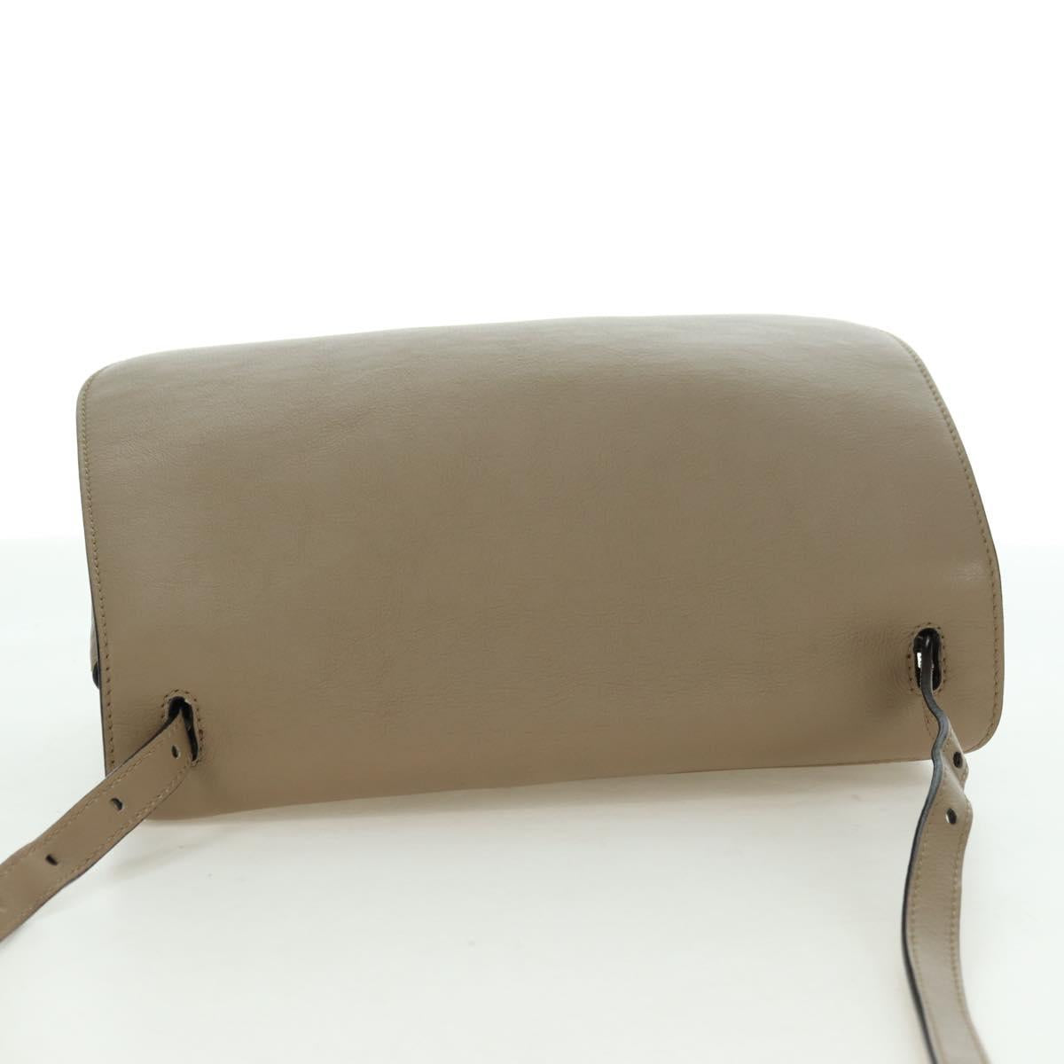 BURBERRY Shoulder Bag Leather Beige Gold Auth am11605V
