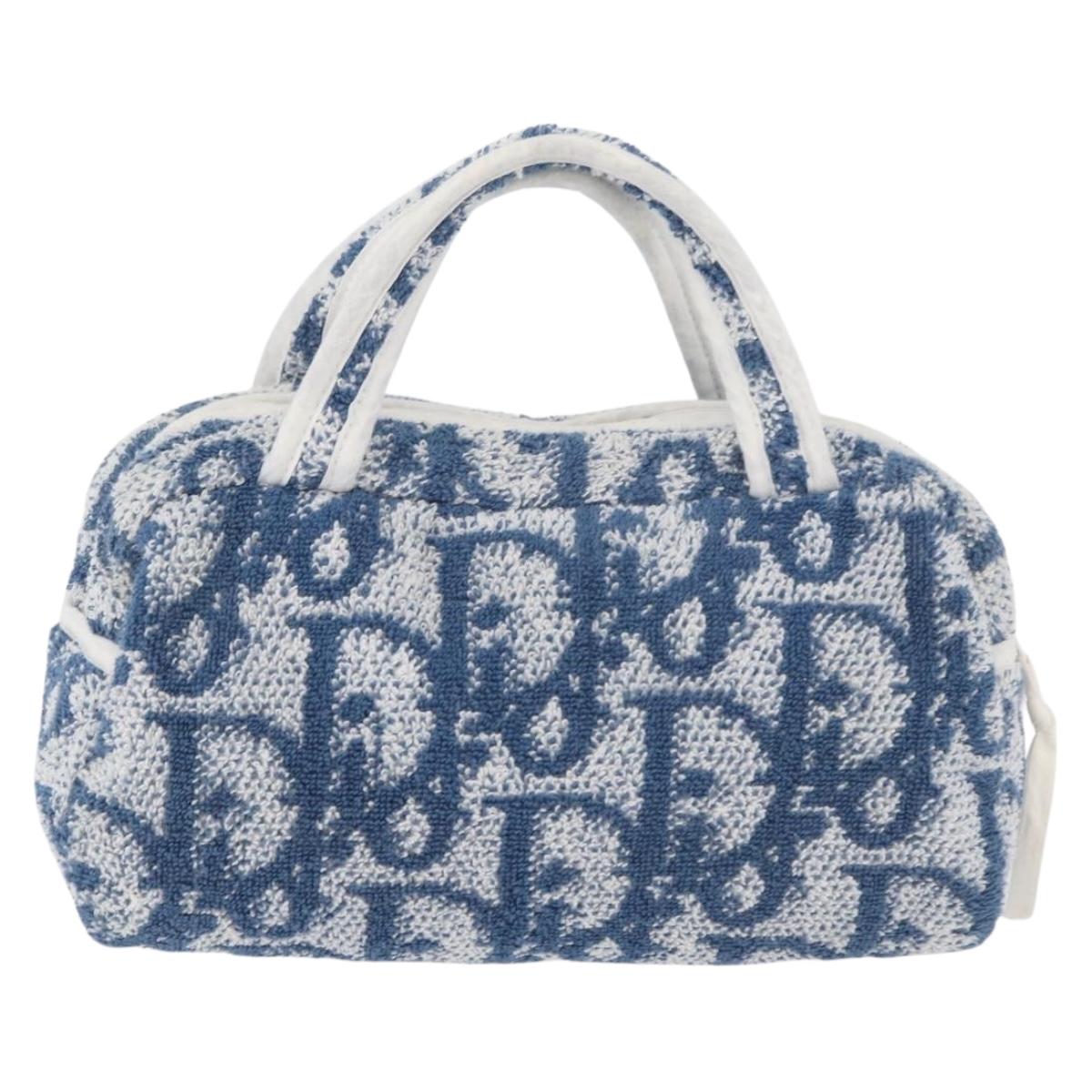 Christian Dior Trotter Canvas No.2 Hand Bag pile Blue Auth am11606A