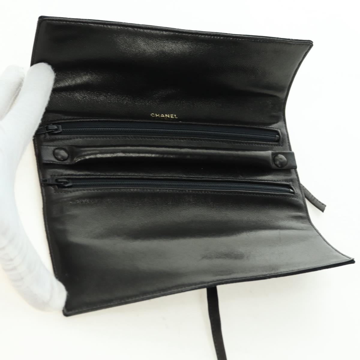 CHANEL Bicolore Jewelry Case Satin Black Gold CC Auth am11609V