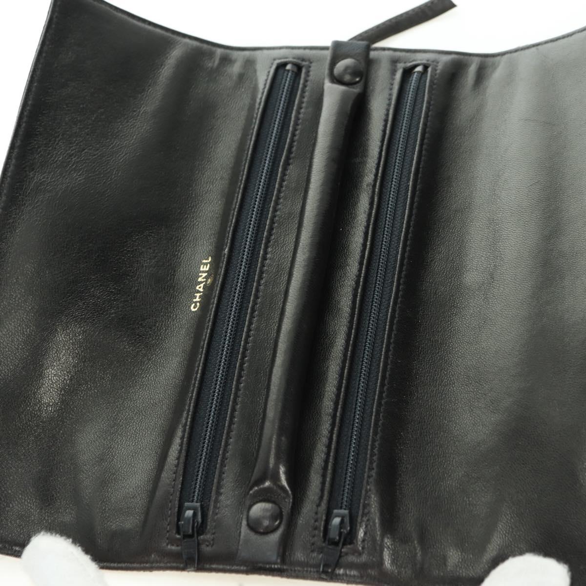 CHANEL Bicolore Jewelry Case Satin Black Gold CC Auth am11609V