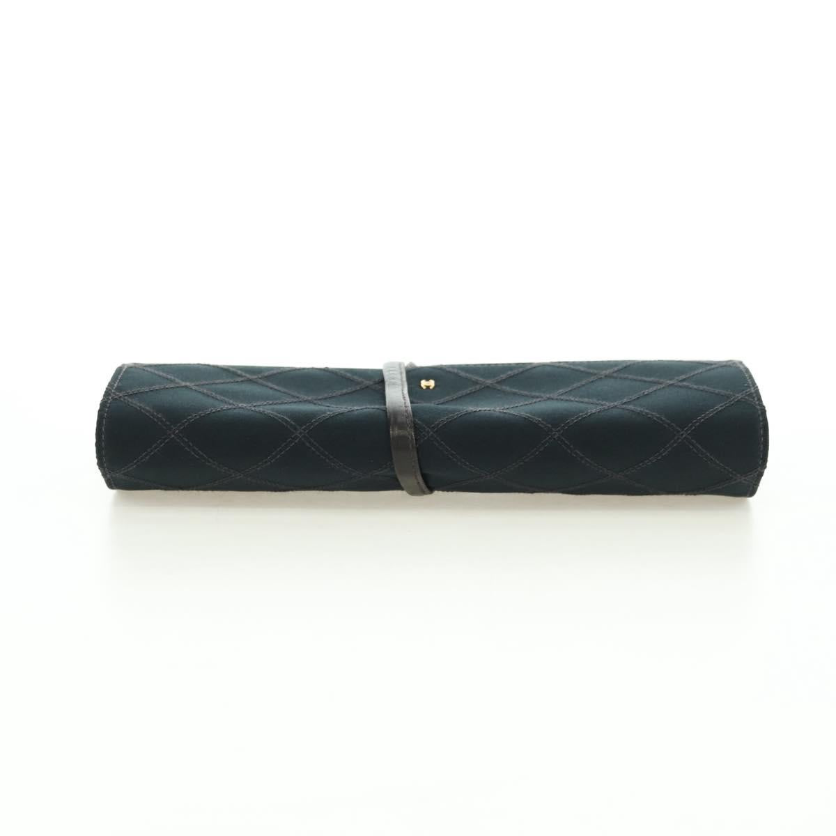 CHANEL Bicolore Jewelry Case Satin Black Gold CC Auth am11609V