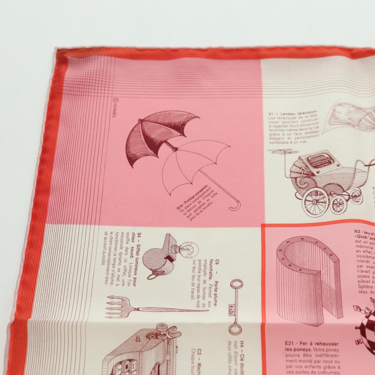 HERMES Carre 45 Scarf ""CATALOGUE D'OBJETS"" Silk Orange Auth am11610M