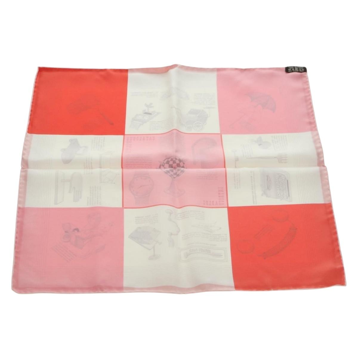 HERMES Carre 45 Scarf ""CATALOGUE D'OBJETS"" Silk Orange Auth am11610M