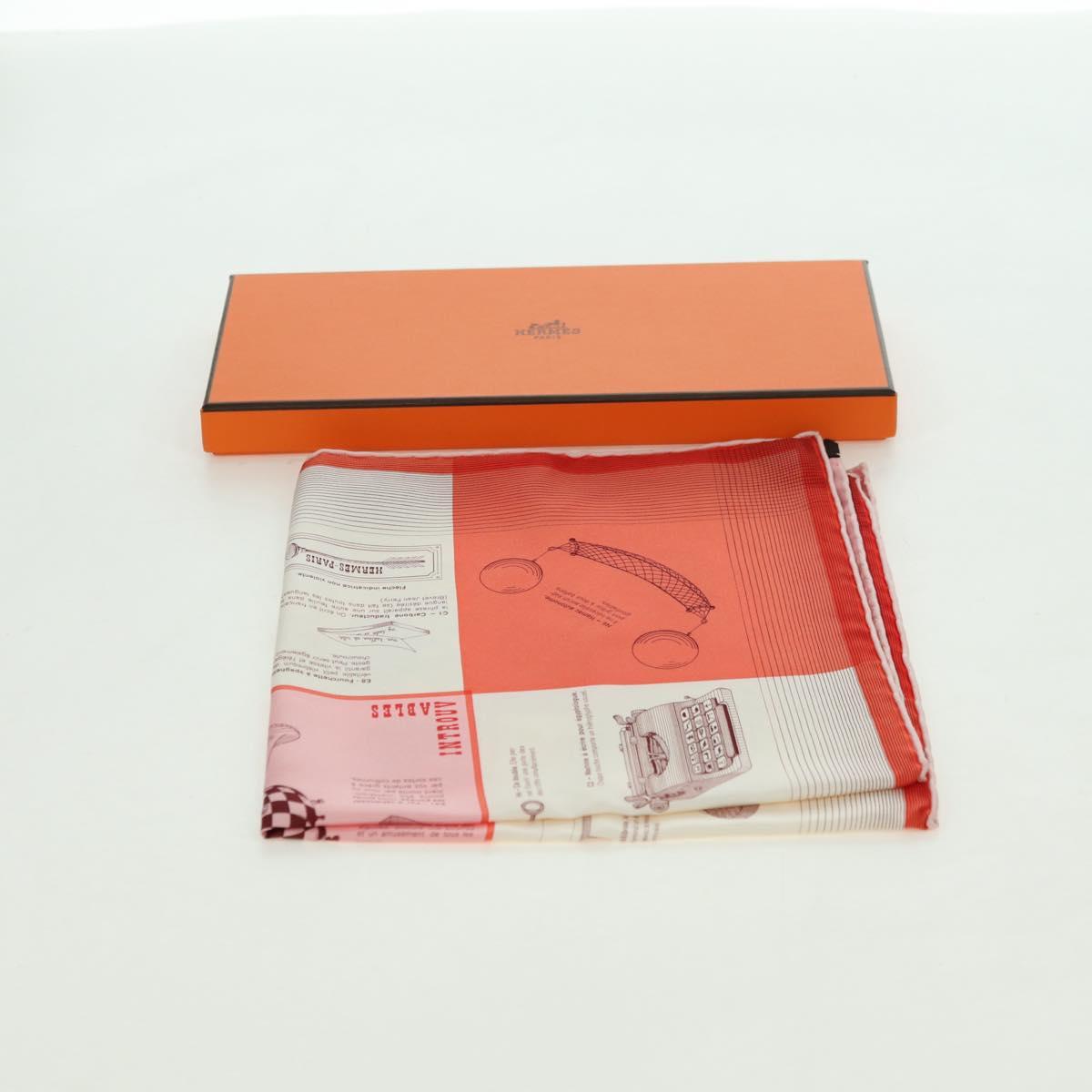 HERMES Carre 45 Scarf ""CATALOGUE D'OBJETS"" Silk Orange Auth am11610M