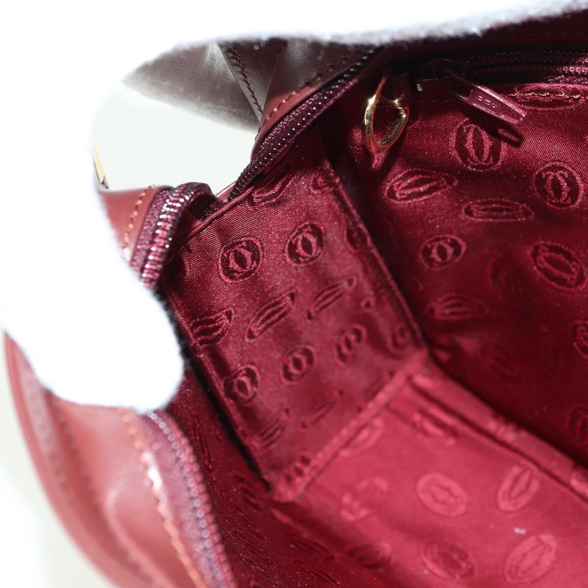 CARTIER Must Line Clutch Bag Leather Bordeaux Gold Auth am11612V