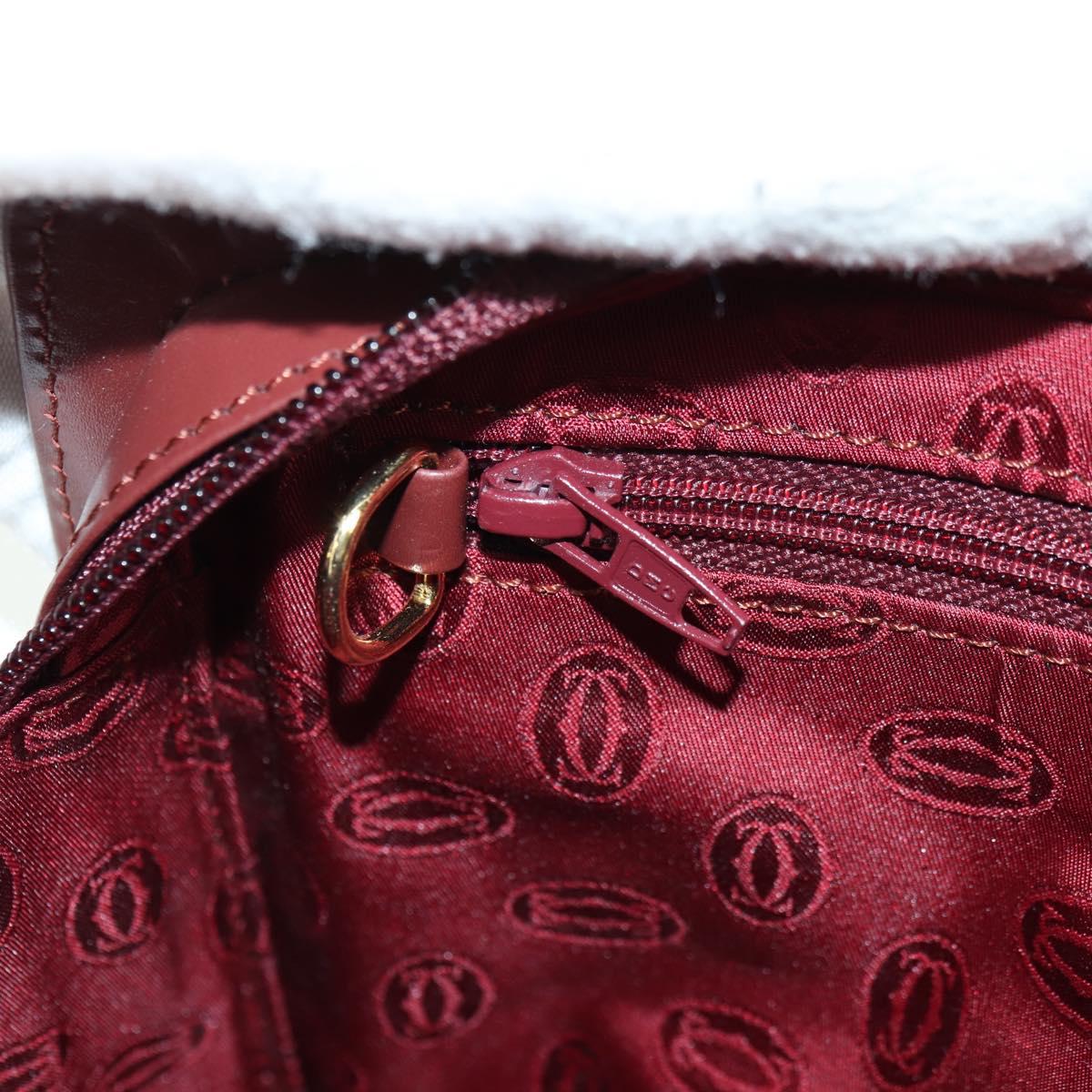 CARTIER Must Line Clutch Bag Leather Bordeaux Gold Auth am11612V
