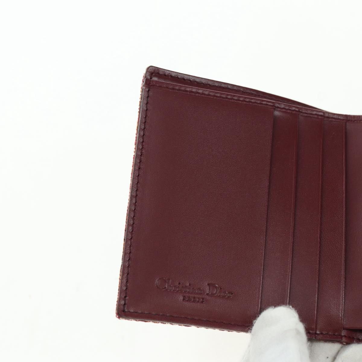 Christian Dior Trotter Canvas Trifold Wallet Pink Silver Pink Auth am11614V
