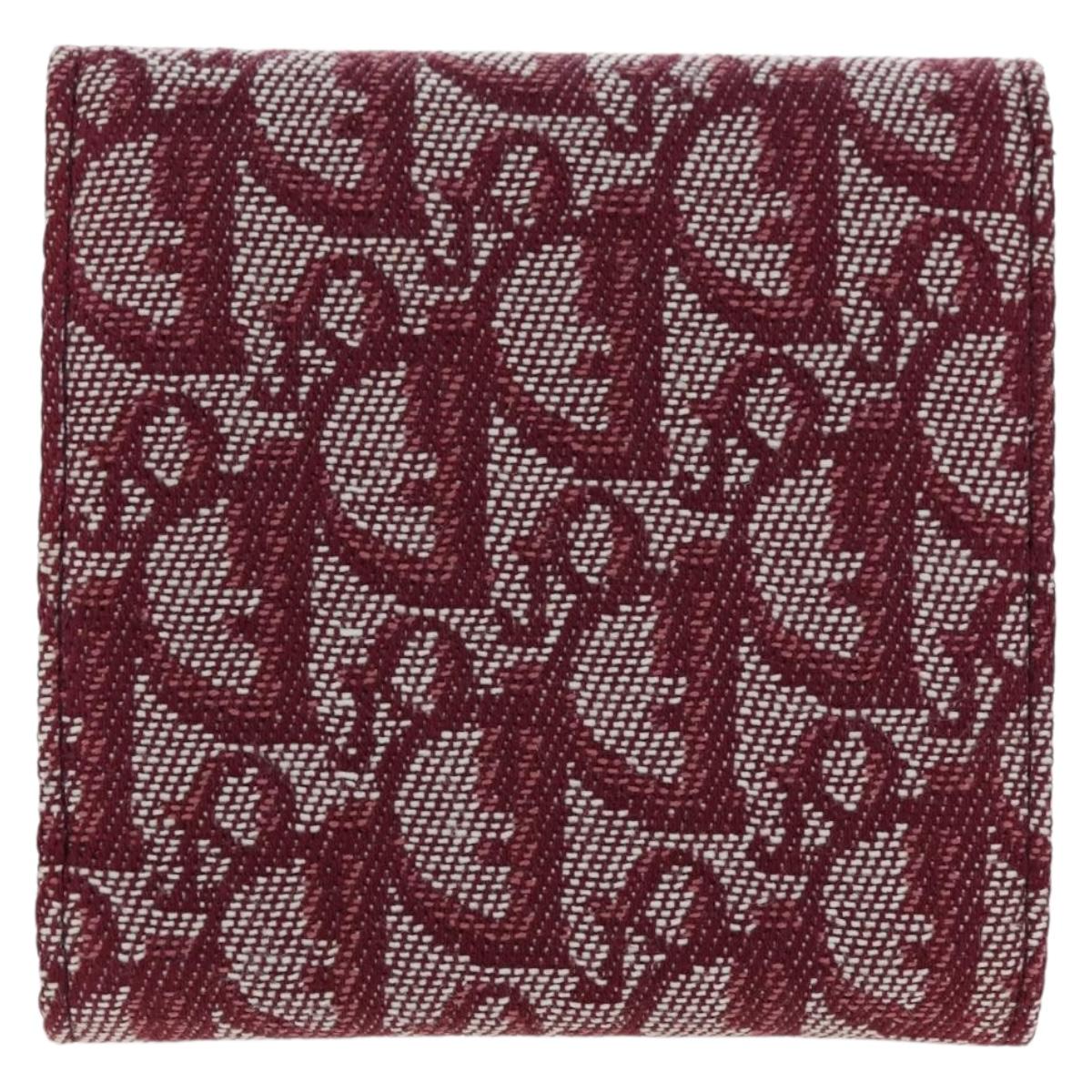 Christian Dior Trotter Canvas Trifold Wallet Pink Silver Pink Auth am11614V