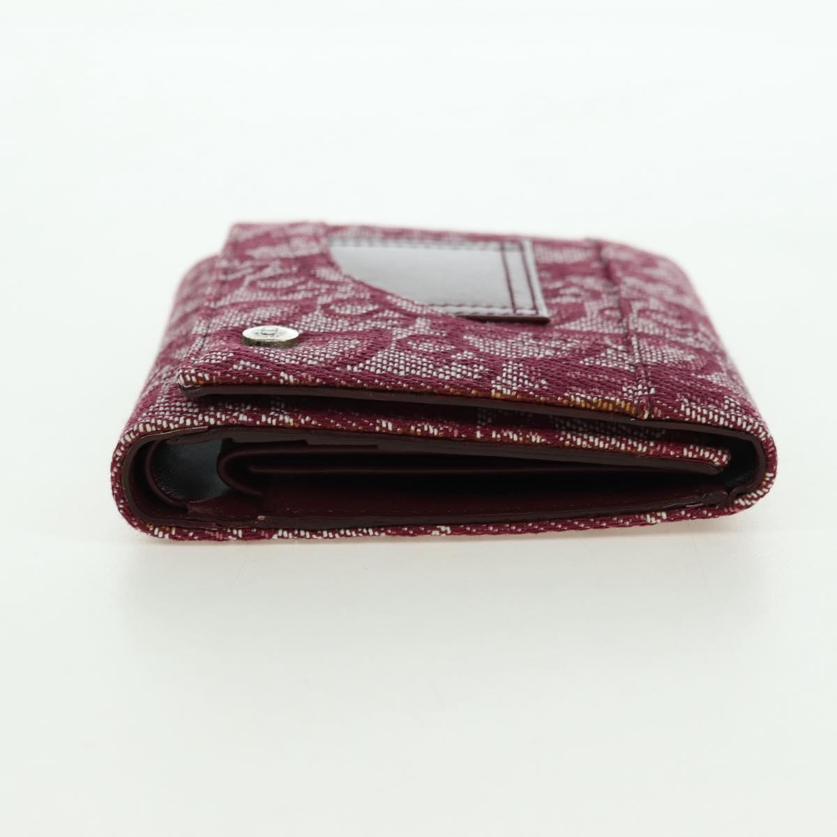 Christian Dior Trotter Canvas Trifold Wallet Pink Silver Pink Auth am11614V