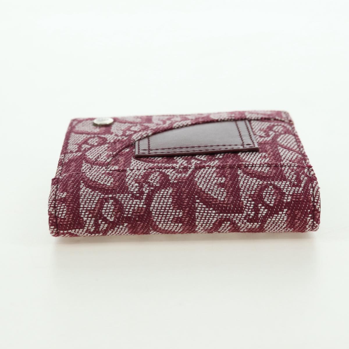 Christian Dior Trotter Canvas Trifold Wallet Pink Silver Pink Auth am11614V