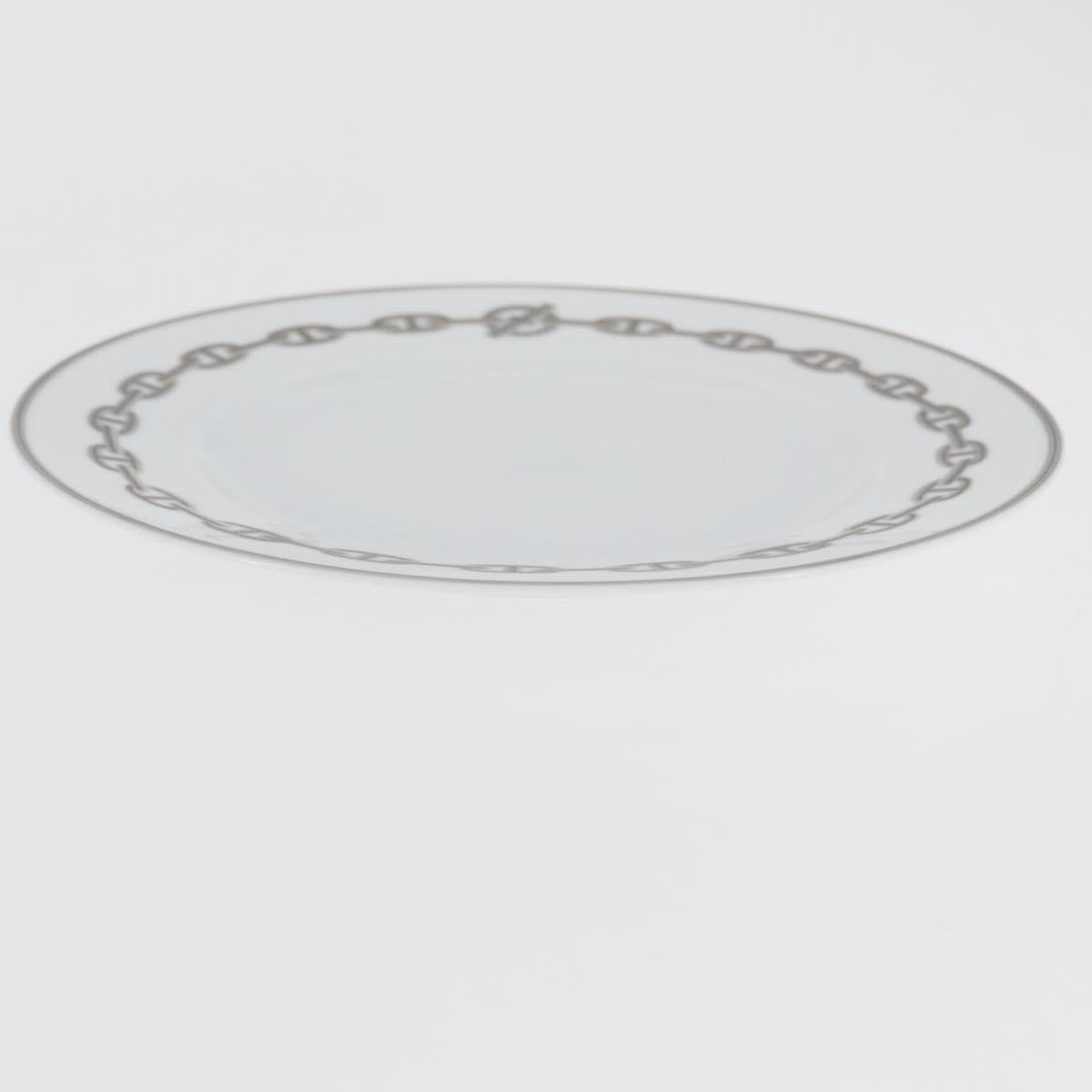HERMES Shane Dunkle Plate Pottery White Gray Auth am11619