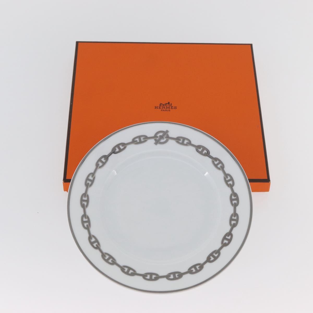 HERMES Shane Dunkle Plate Pottery White Gray Auth am11619