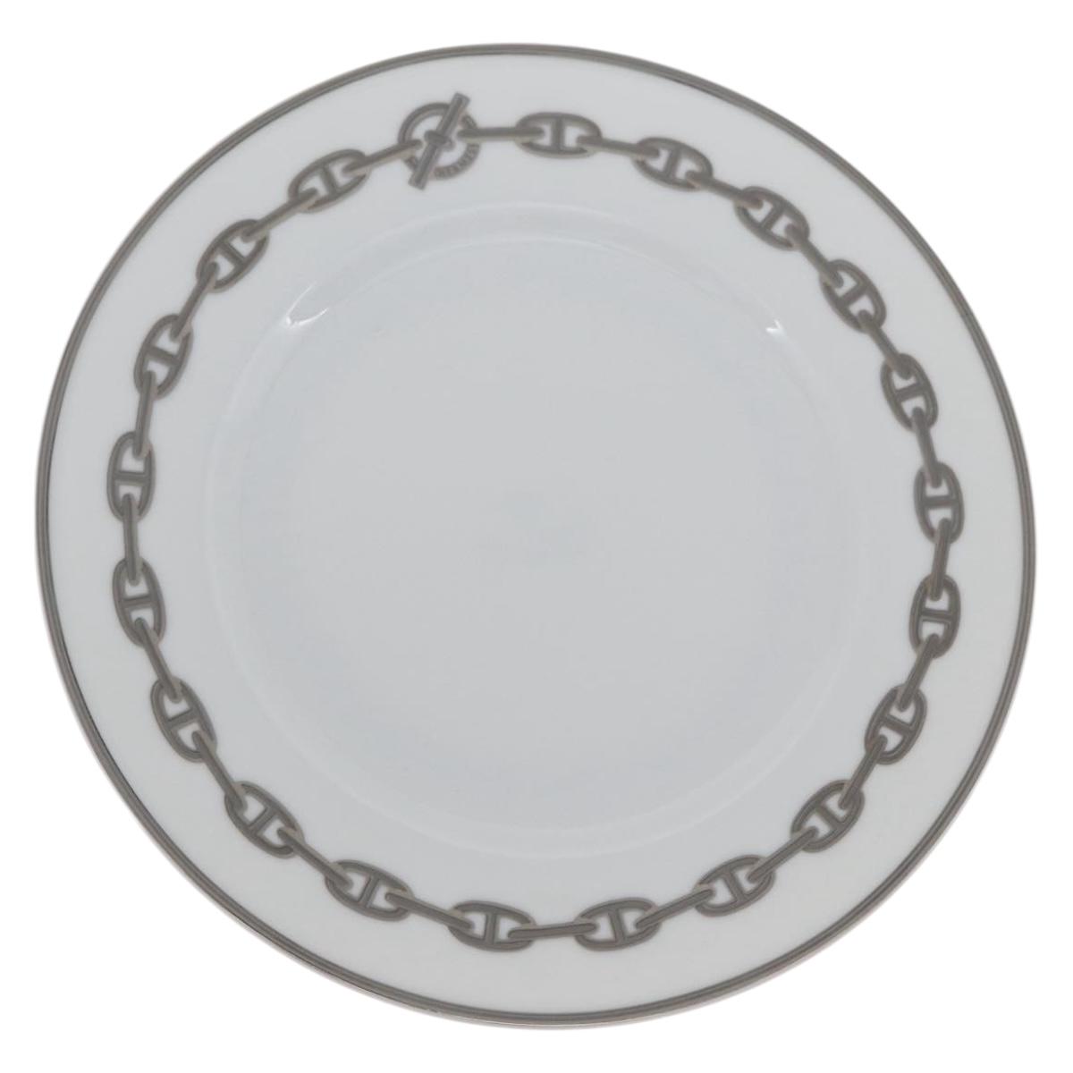 HERMES Shane Dunkle Plate Pottery White Gray Auth am11619