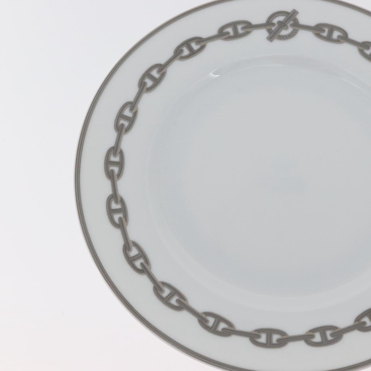 HERMES Shane Dunkle Plate Pottery White Gray Auth am11619