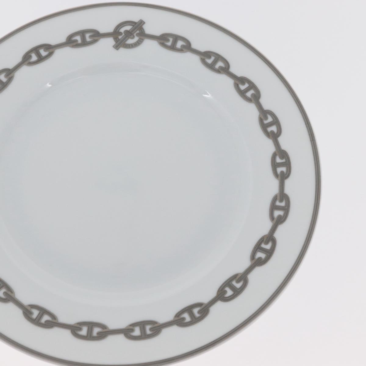 HERMES Shane Dunkle Plate Pottery White Gray Auth am11619