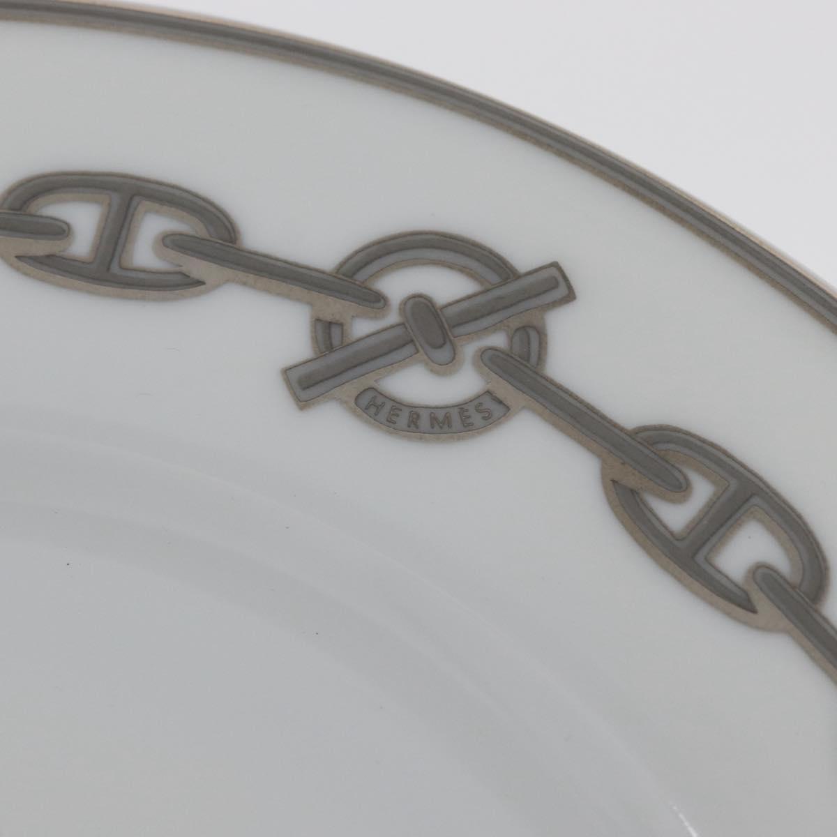 HERMES Shane Dunkle Plate Pottery White Gray Auth am11619