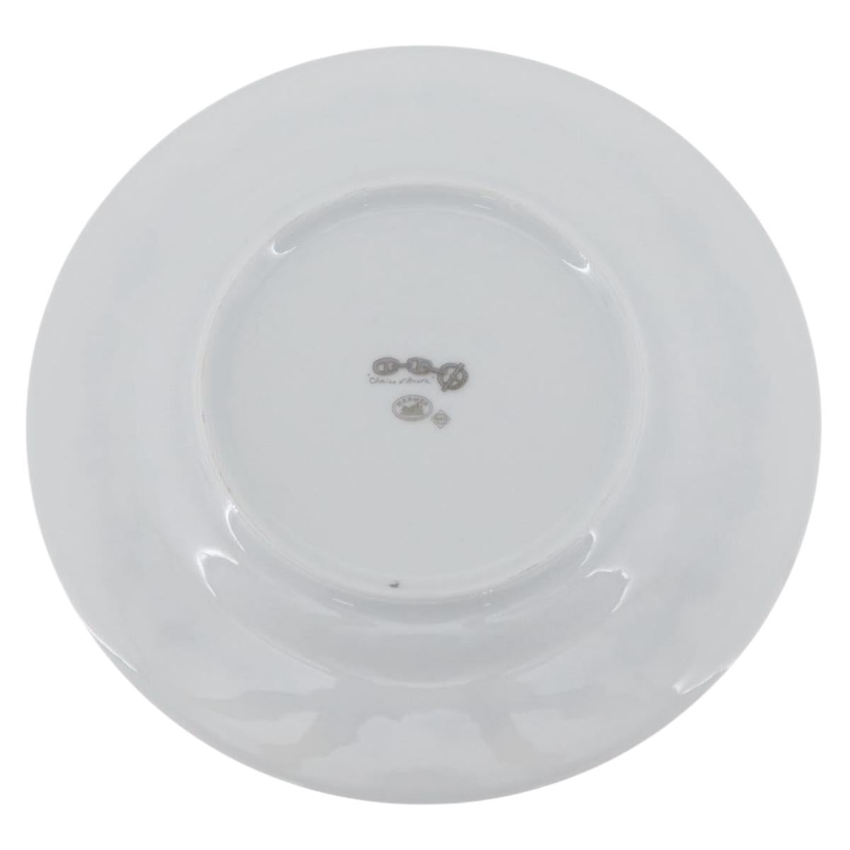 HERMES Shane Dunkle Plate Pottery White Gray Auth am11619