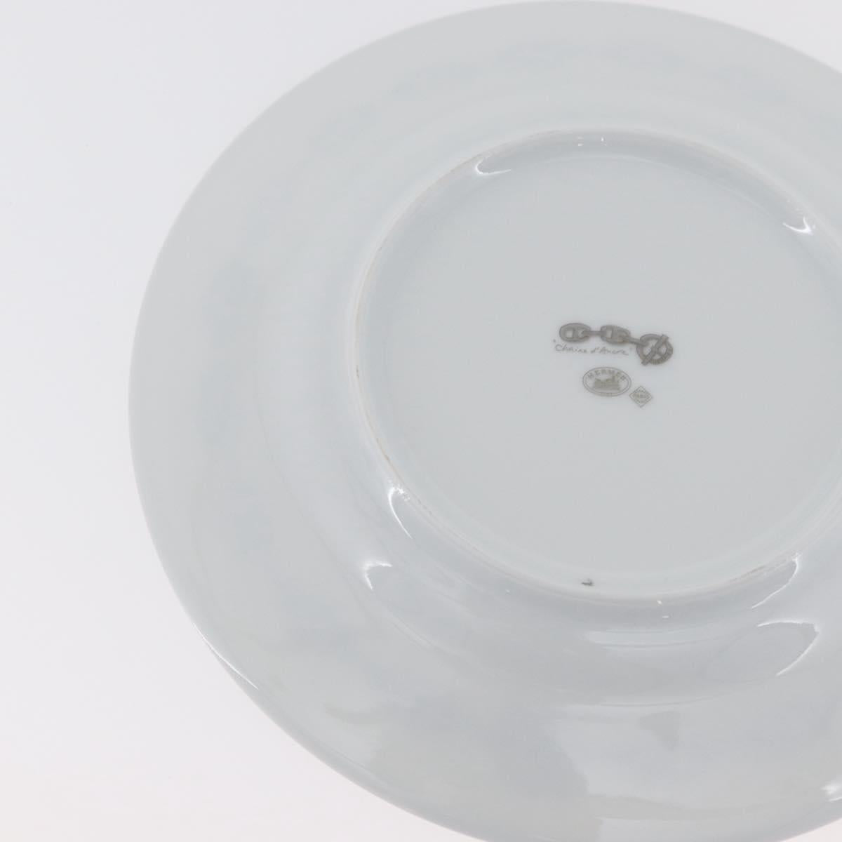 HERMES Shane Dunkle Plate Pottery White Gray Auth am11619