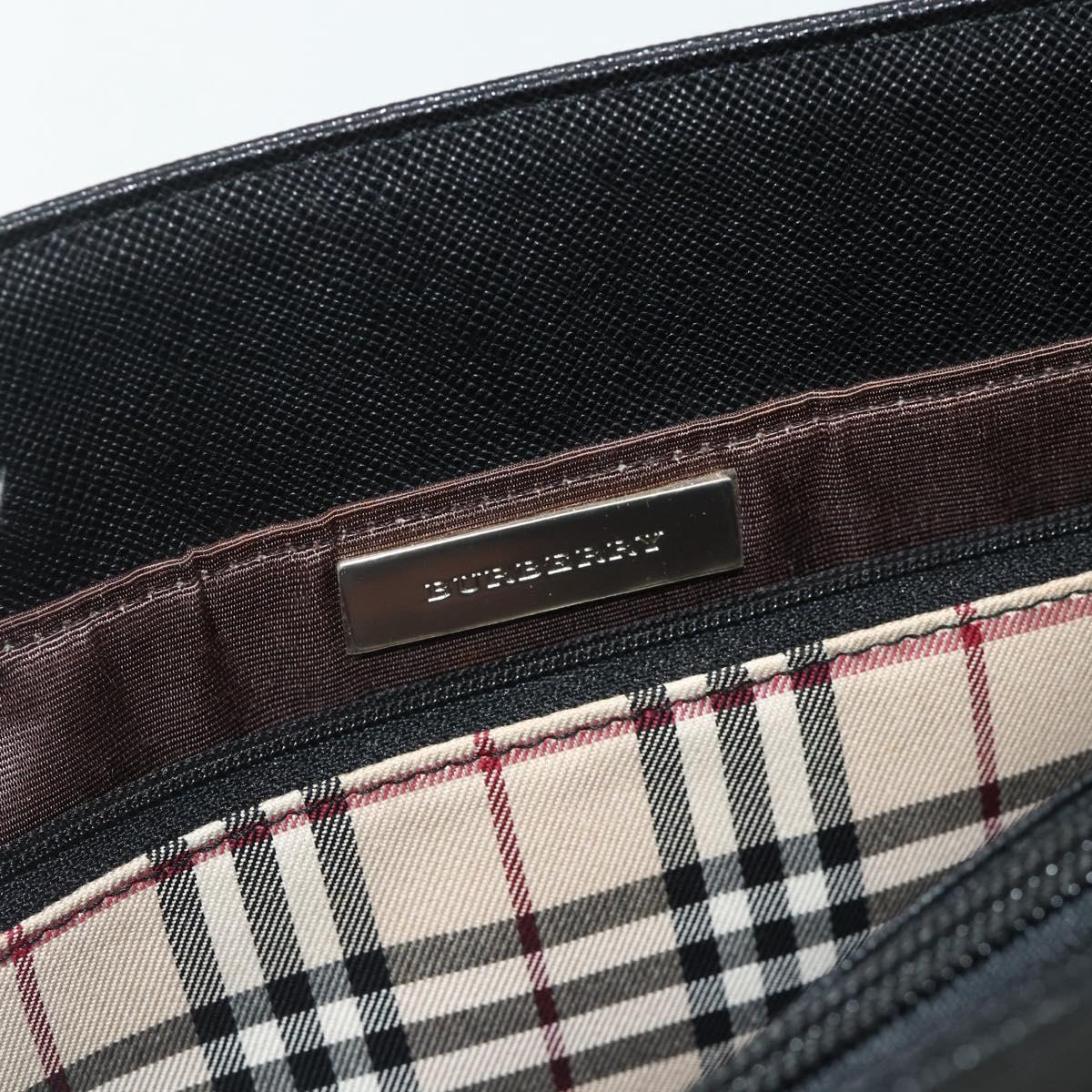 BURBERRY Hand Bag PVC Black Silver Auth am11623A