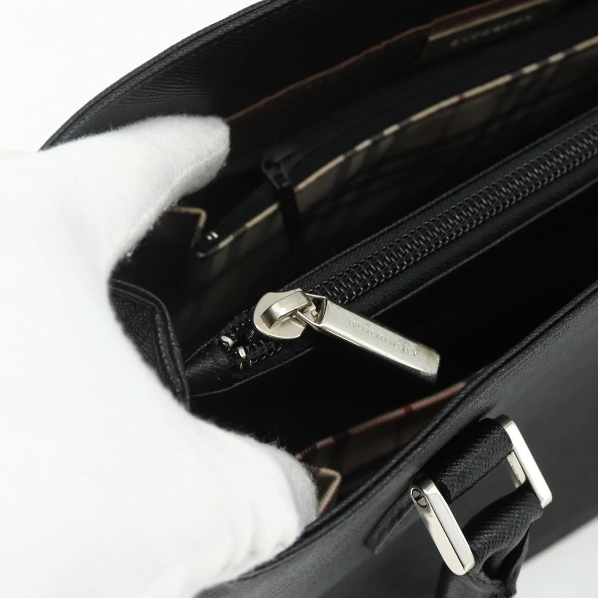 BURBERRY Hand Bag PVC Black Silver Auth am11623A