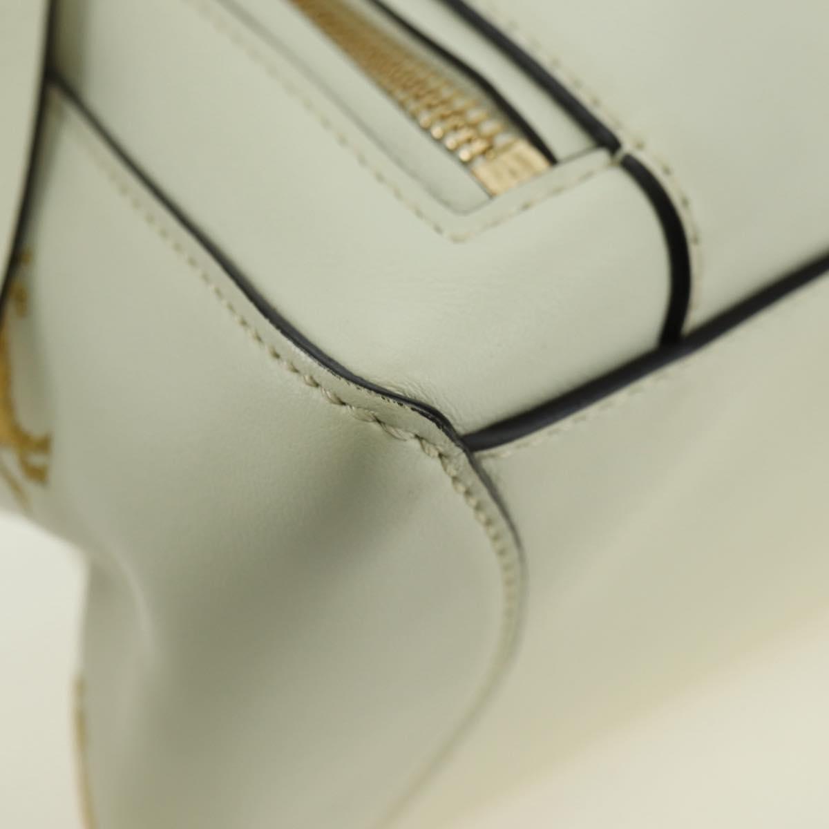 Chloe Fay Hand Bag Leather 2way White Gold Auth am11624V