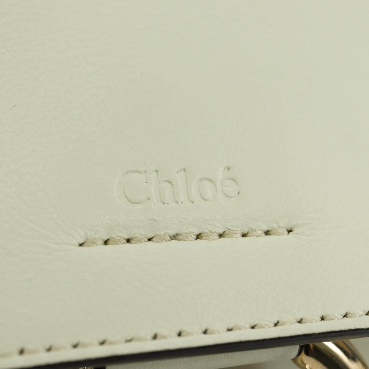 Chloe Fay Hand Bag Leather 2way White Gold Auth am11624V