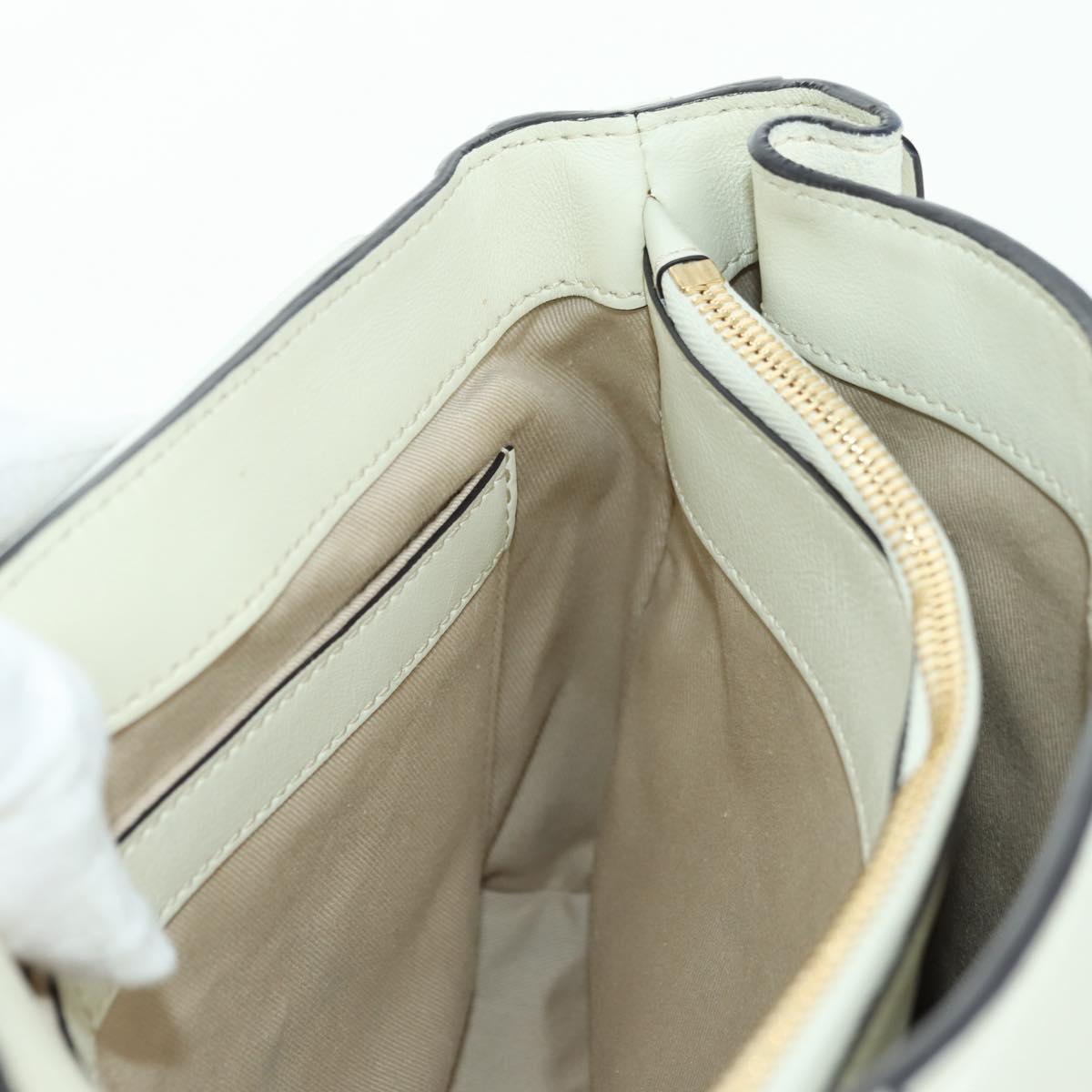 Chloe Fay Hand Bag Leather 2way White Gold Auth am11624V