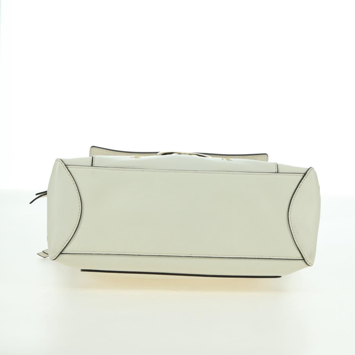 Chloe Fay Hand Bag Leather 2way White Gold Auth am11624V
