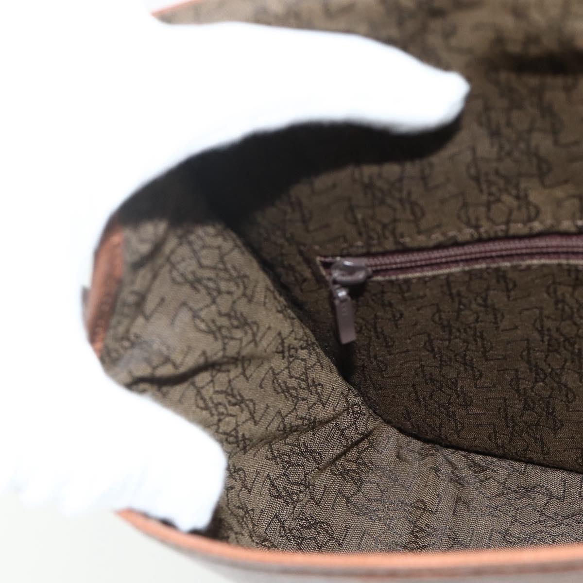 SAINT LAURENT Shoulder Bag Leather Brown Gold Auth am11629A