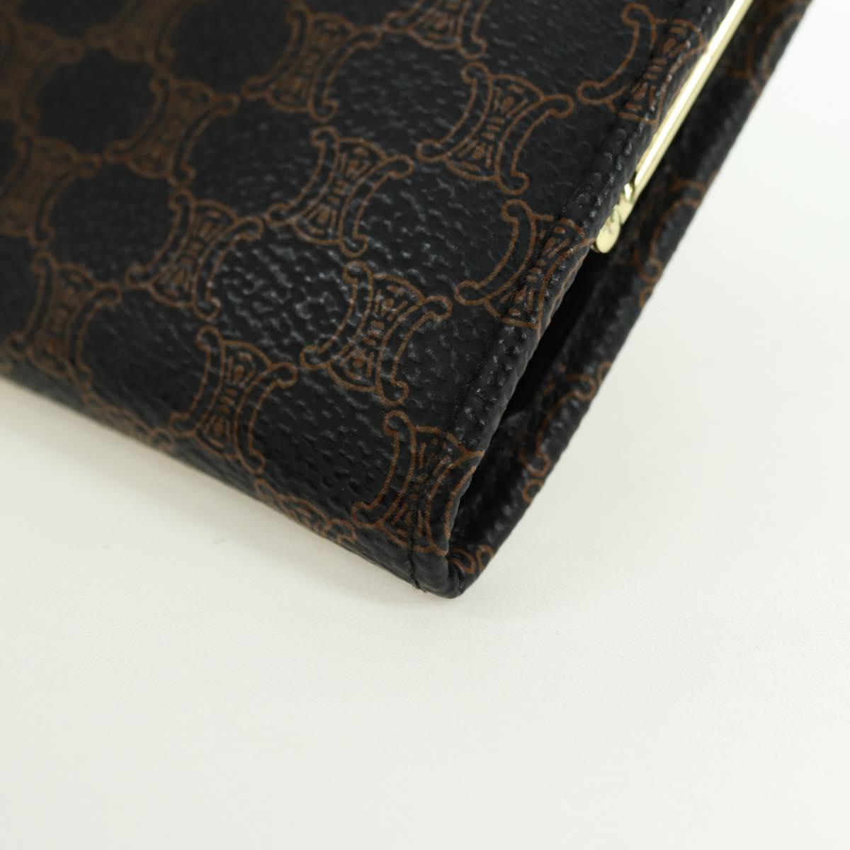 CELINE Macadam Canvas Wallet PVC Leather Black Gold Auth am11630V