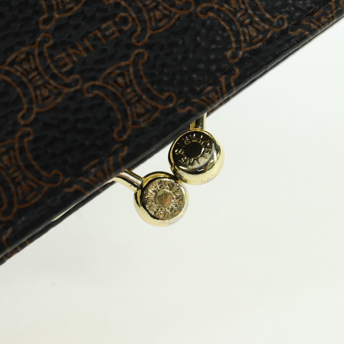 CELINE Macadam Canvas Wallet PVC Leather Black Gold Auth am11630V
