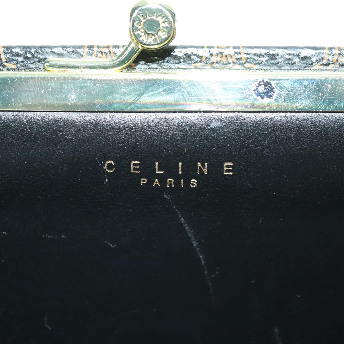 CELINE Macadam Canvas Wallet PVC Leather Black Gold Auth am11630V